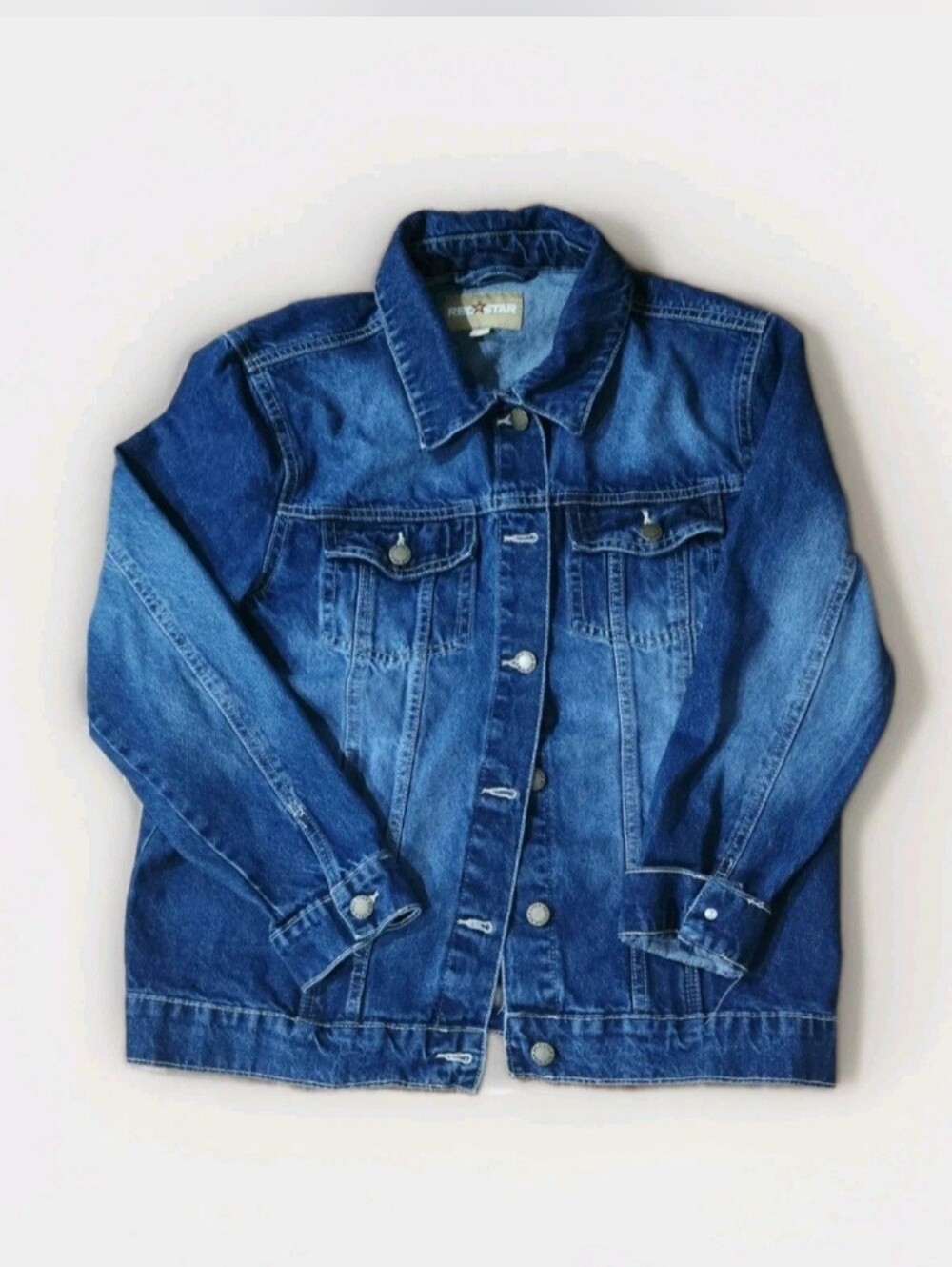 Red Star Women’s Medium Blue Denim Jean Jacket 100% Cotton